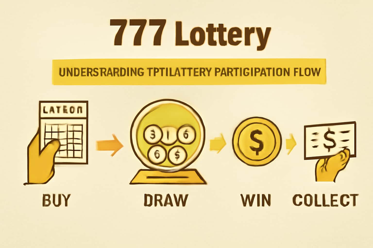 A neutral informational scene illustrating the 777 Lottery Participation Flow.