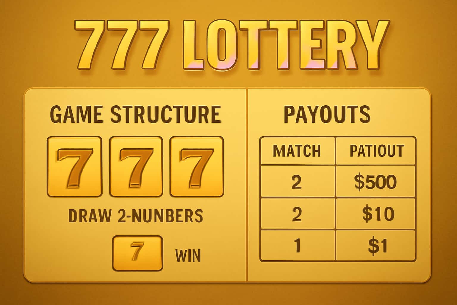 Informational illustration about the 777 Lottery Game Structure.