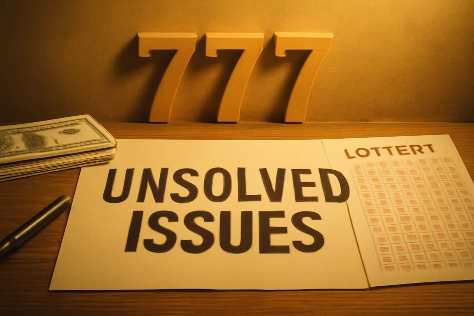 An informative scene depicting technical issues related to the 777 Lottery.