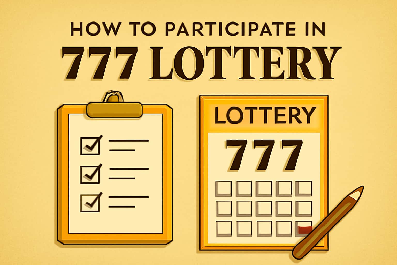 A professional representation of participation steps in the 777 Lottery.